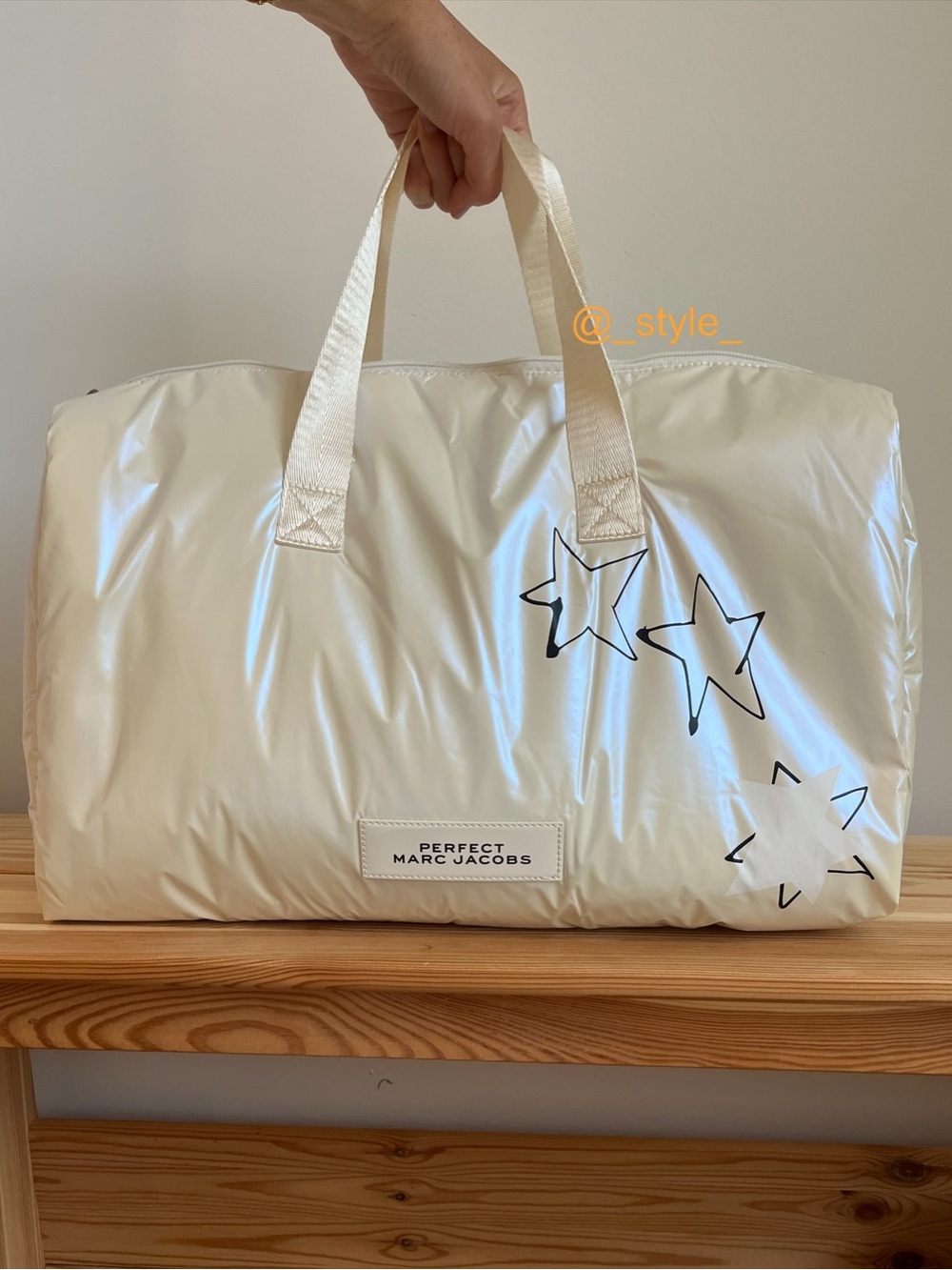 Marc Jacobs White Nylon Star-Print Travel Duffel
